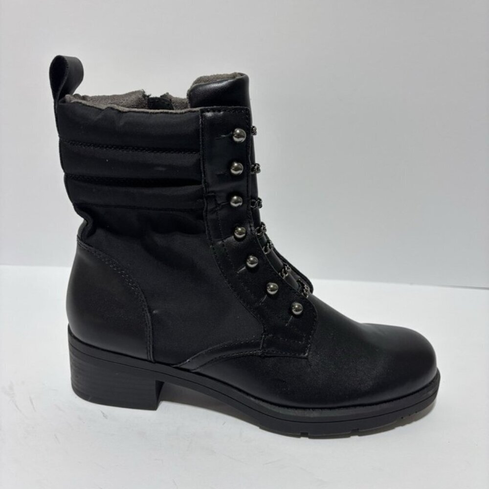 Adrienne Vittadini Women’s Davide Black Combat Boots, Size 7.5 M
